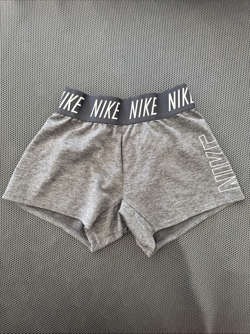 Nike Girls Heather Gray Athletic Shorts with Logo Stretchy Waistband